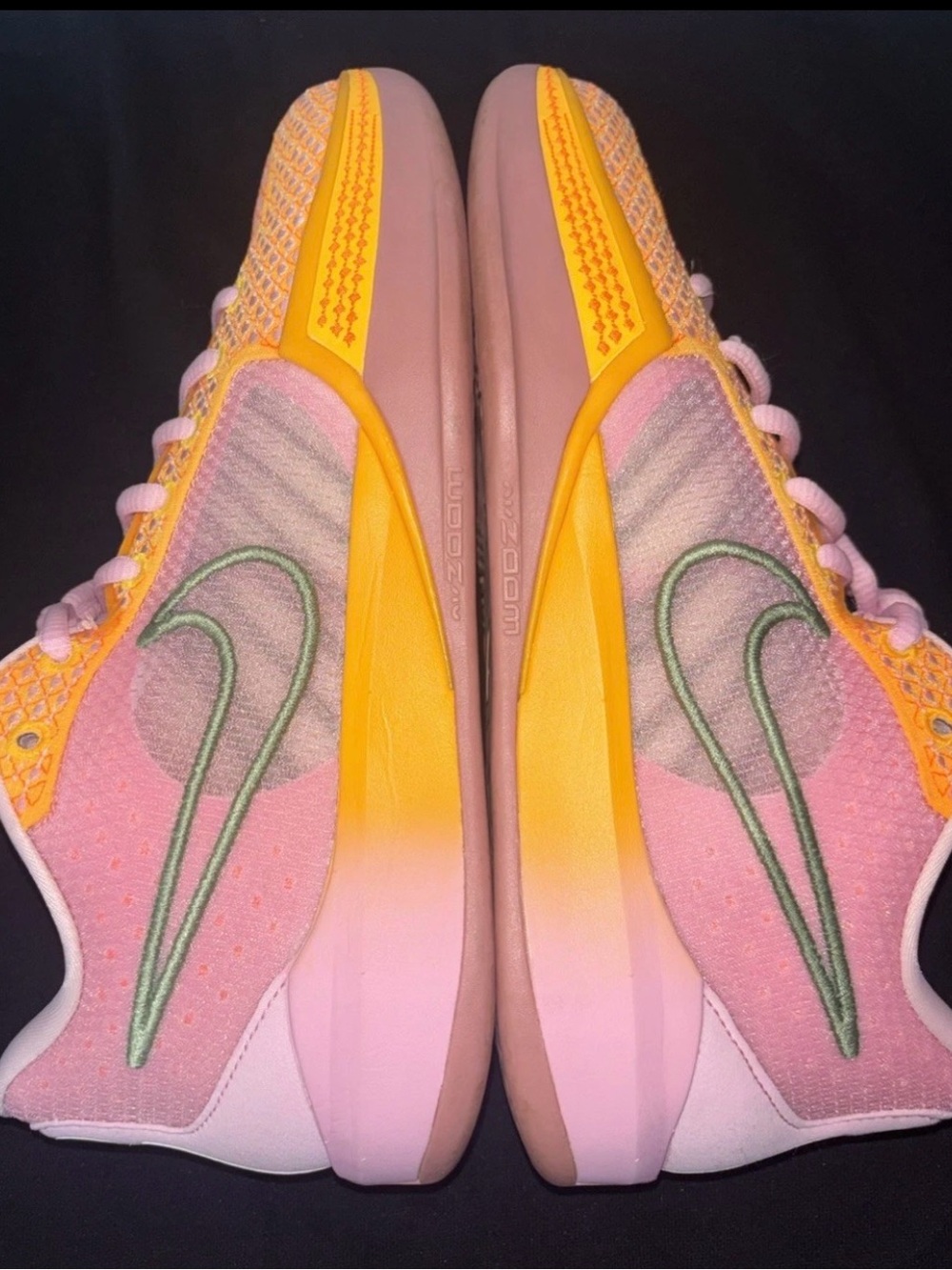 Nike Women's Pink and Yellow Athletic Sneakers - Picture 3 of 7
